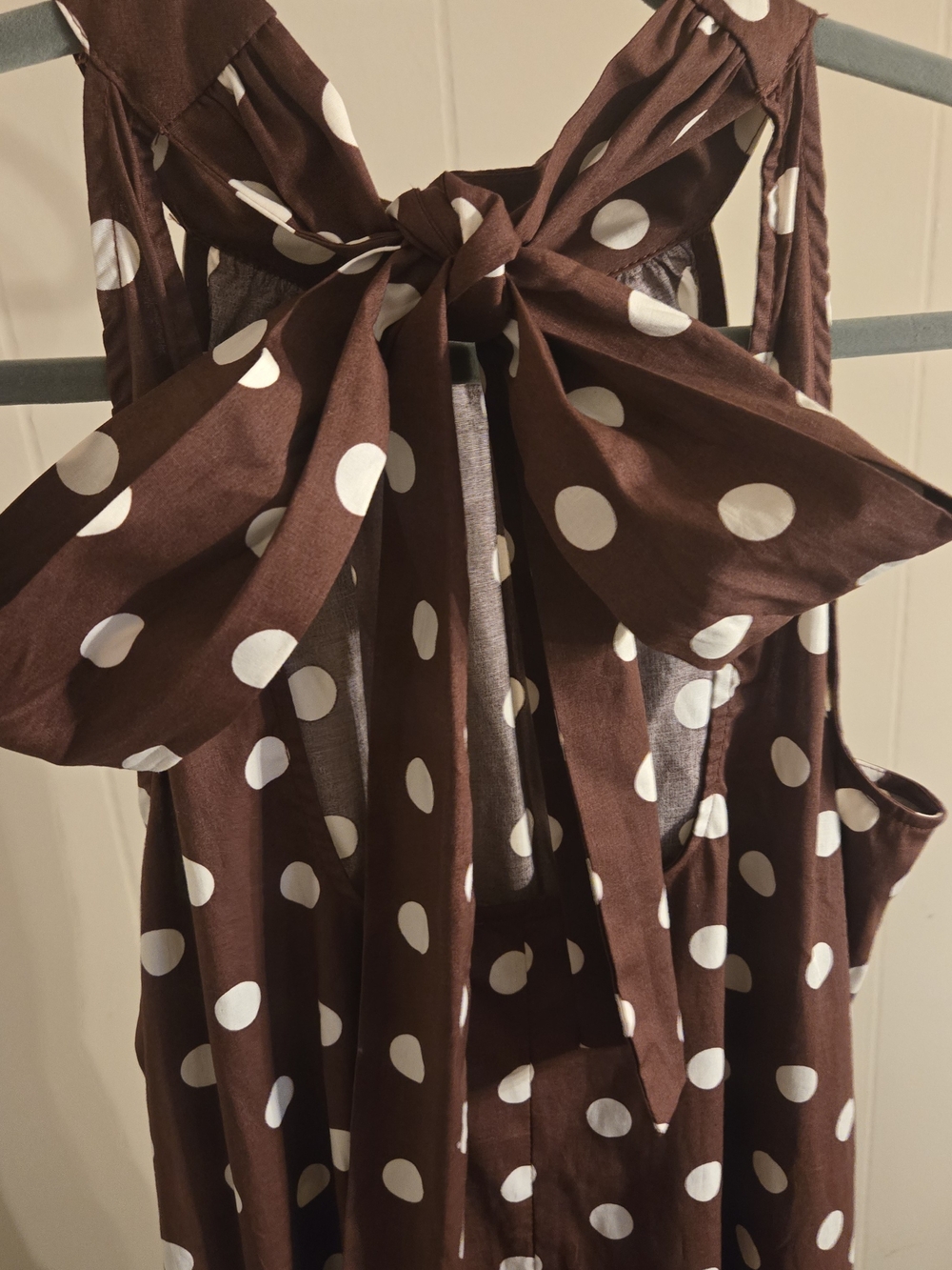 Nicole Miller Brown and White Polka Dot Maxi Halter Dress - Picture 2 of 3